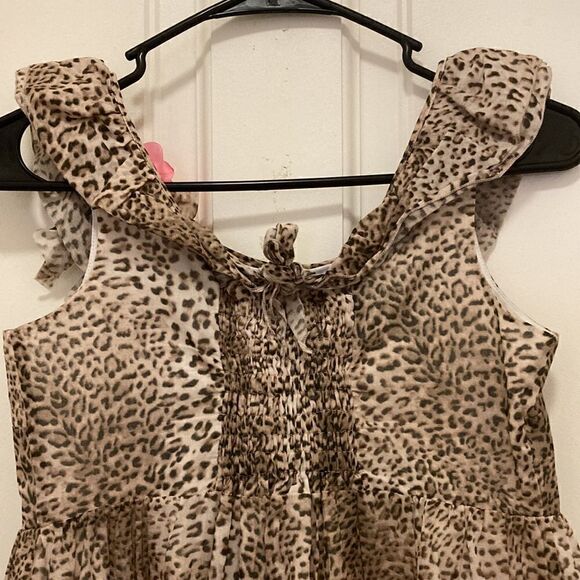 MonnaLisa Girls Maxi Dress in Animal Print with Ruffled Collar & Flower Size 12. - Picture 6 of 10